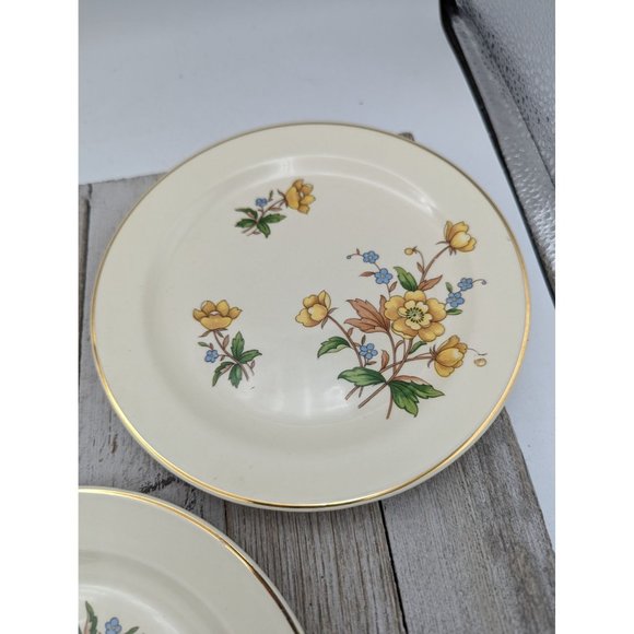 Vintage Set 4 Taylor Smith Taylor Bread Plates 6 1/4" Yellow Buttercups TST237 - Picture 5 of 8
